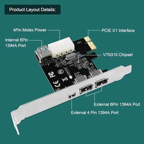 Linkstek PCIE-1394A 4-Ports 1394A Pcie Firewire 400 Expansion Card thumb #6
