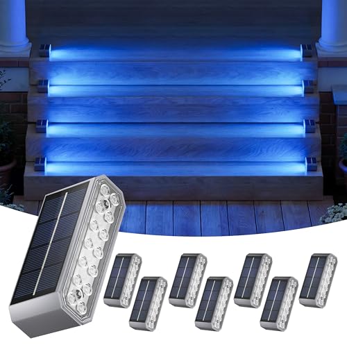 NIORSUN Blue Solar Pool & Deck Step Lights (8 Pack)