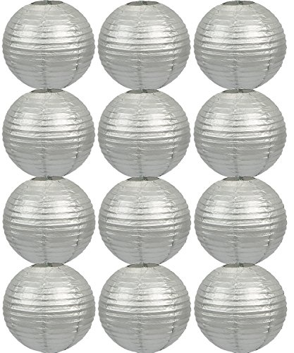 Tmade 12 PCS 10 Silver Paper Lanterns for Birthday Baby Shower Wedding Party Garden Home Decoration