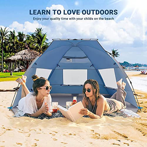 KingCamp Beach Tent Pop Up Shade, 10s Easy Set Up Portable Beach Canopy Tent Sun Shelter for 3-4 Person, Lightweight Instant Tent with Extendable Floor Beach Outdoor Camping Picnic - image 6