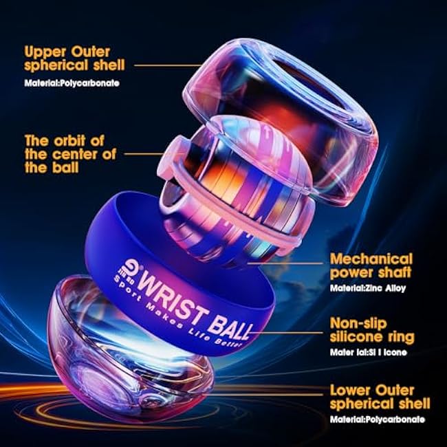 Wrist Ball Gyroscope Forearm Trainer, Torque Ball, Power, Automatic Start Wrist Strengthener,