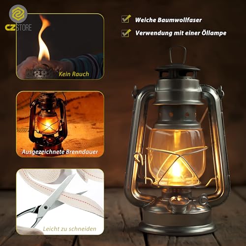 CZ Store Lampendocht |2 M X20 MM Baumwollrolle für Petroleumlampe, Öllampe, Gartenfackel, Laterne - Brennt langsam & sauber ab, mit warmem rötlichem Glühen (2, 2M X 20 MM)