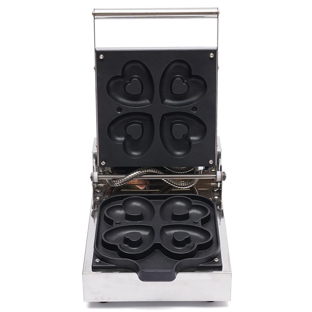 DYRABREST Commercial Nonstick Electric 4pcs Mini Heart Donut Maker Baker Machine