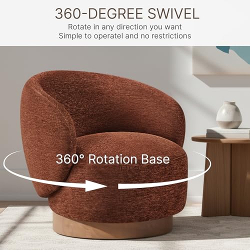 Image of KISLOT Swivel Accent Chair Modern Round Barrel Armchair with Upholstered Performance Fabric for Living Room Bedroom Waitingroom,1 Box,Red
