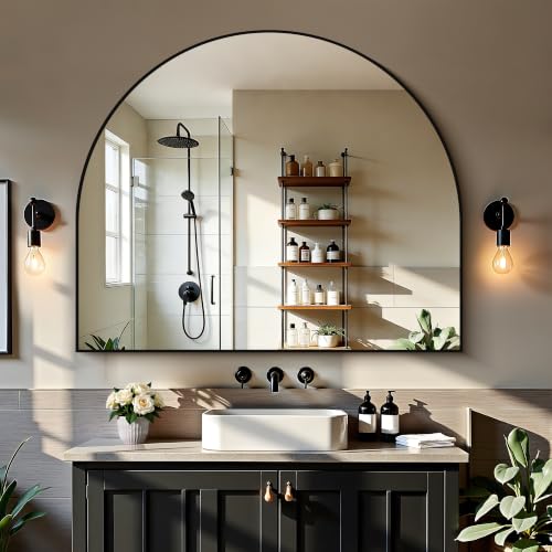 CIRCUMI Arched Wall Mirror 48”x40”, Black Arched Mirror for Entryway&Mantel by CIRCUMI - Used condition - Image 3