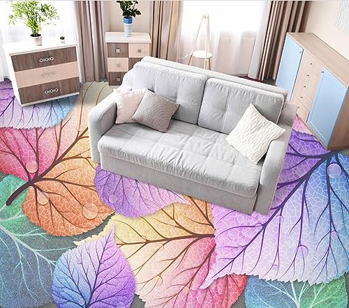 Selbstklebende Bodentapete 3D-Bodentapeten mit farbigen Blättern, 430 x 300 cm Bodenfliesen Aufkleber Wohnzimmer Studie Wasserdicht Bodenbelag Tapete, Epoxidharz