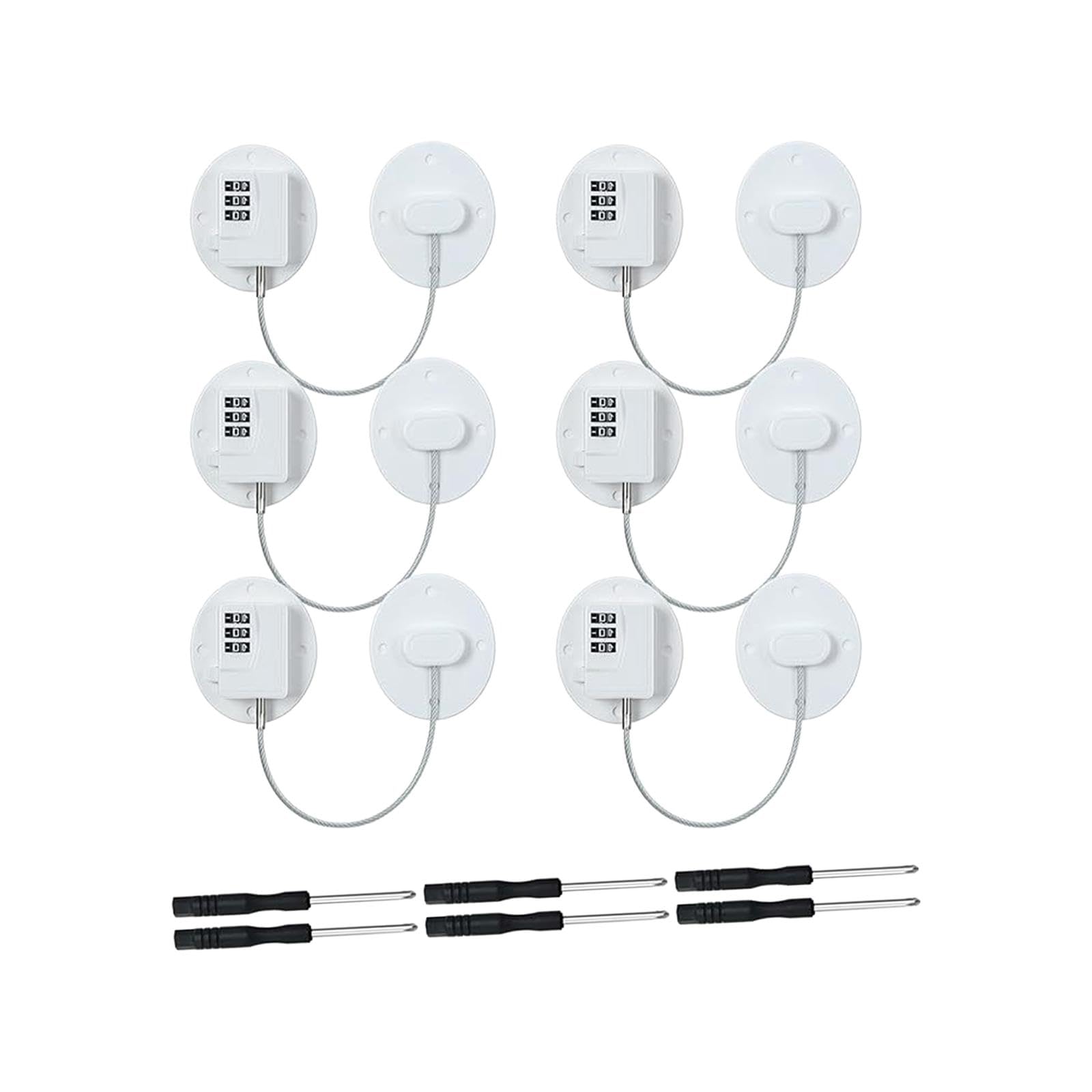 6 Pezzi Serratura Combinazione Frigorifero Blocco Armadio Cassetto Protezione Bambini Materiale Resistente Pp Adatto per Bambini Casa, bianco