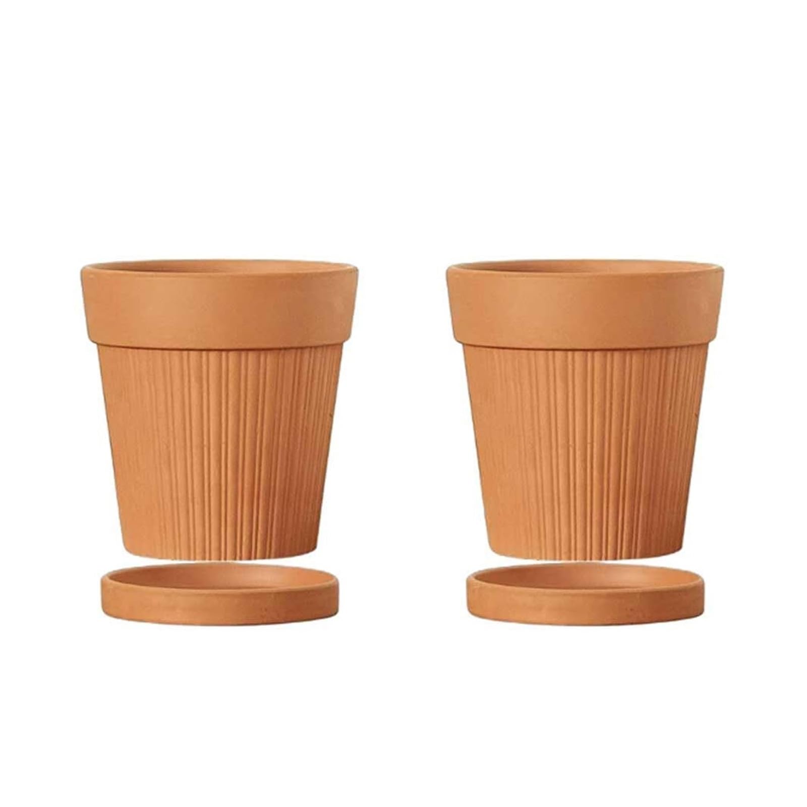 Doniczka w stylu vintage, 2 sztuki, doniczka z terakoty, doniczka na kwiaty z otworem drenażowym i spodkiem, dekoracja ogrodowa (11,5 cm)