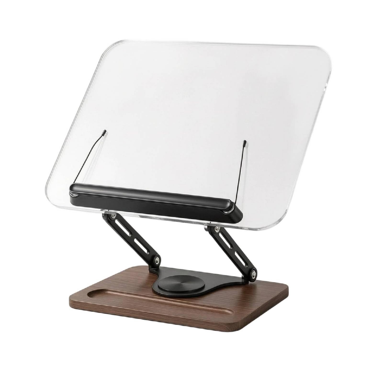 Leseständer mit schwerem Fuß höhenverstellbar drehbarer buchhalter ergonomisch dokumentenhalter für Schüler, Büro, Drehbare Acryl-Holzsockel-Halterung