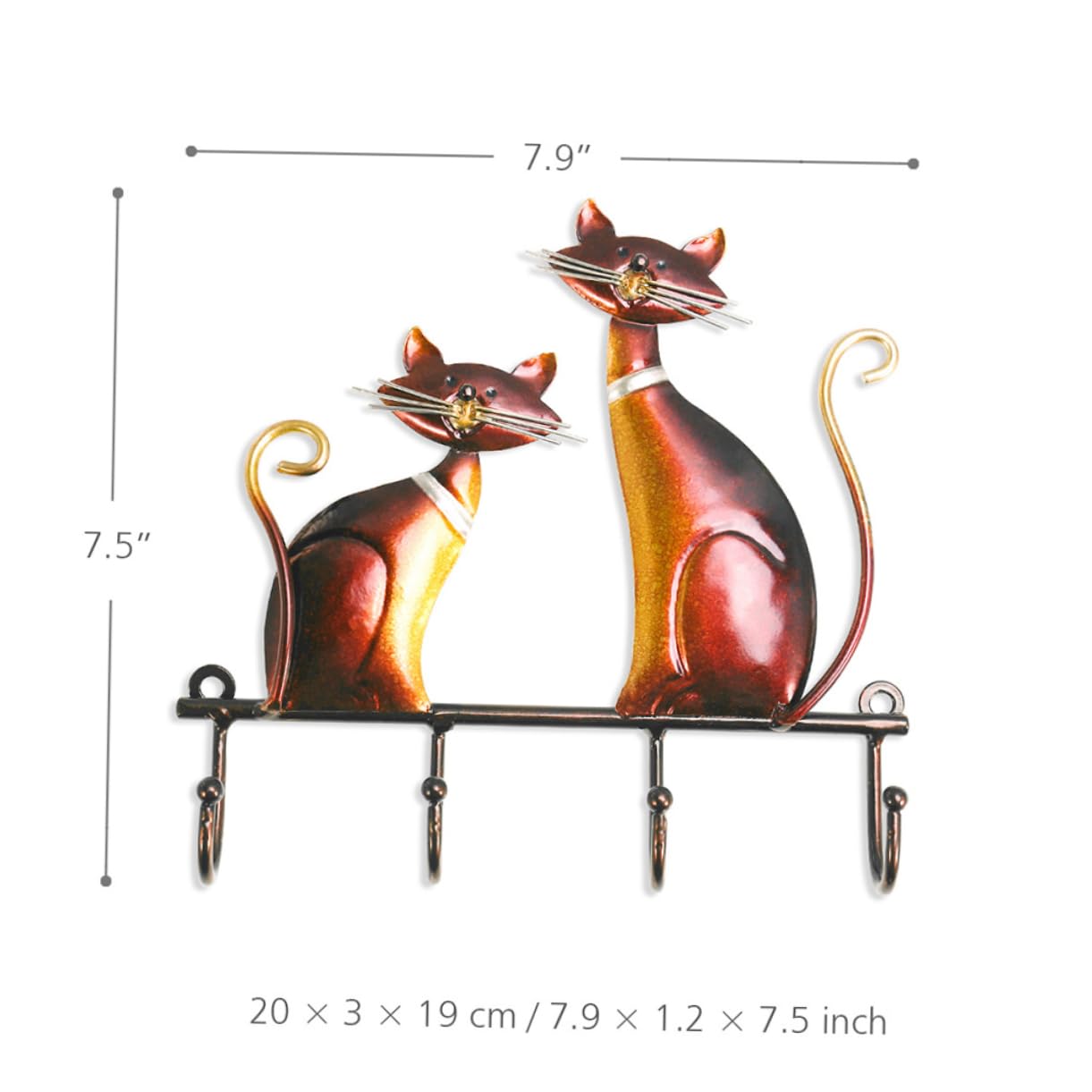 Gancio Decorativo a Forma di Gatto in Ferro Rosso per Parete