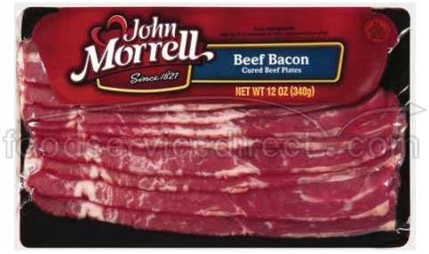 John Morrell Cured Beef Bacon Plate, 12 Ounce -- 16 per case.
