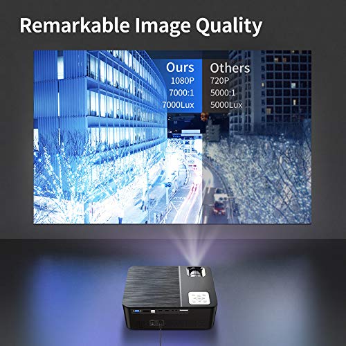 Crenova Home Video Projector, 6000Lux Outdoor Movie Projector, Full HD Video Projector with 200" Image Display, LED Home Theater Projector Compatible with TV Stick, PS4, Phone, Laptop by Crenova - Image 2