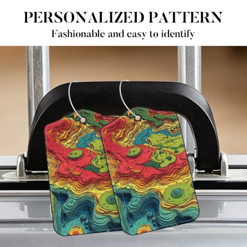 Image of Topographic Map Luggage Tags 2 Pack, PU Leather Privacy Flap