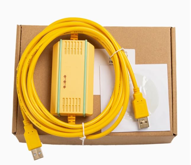 USB-Vigor+ Programming Cable for VB VH Series PLC Communication Download Transmission Data Cable Gold-Plated High-Speed Electromagnetic Isolated FT232RL Chip Yellow 3 Meter