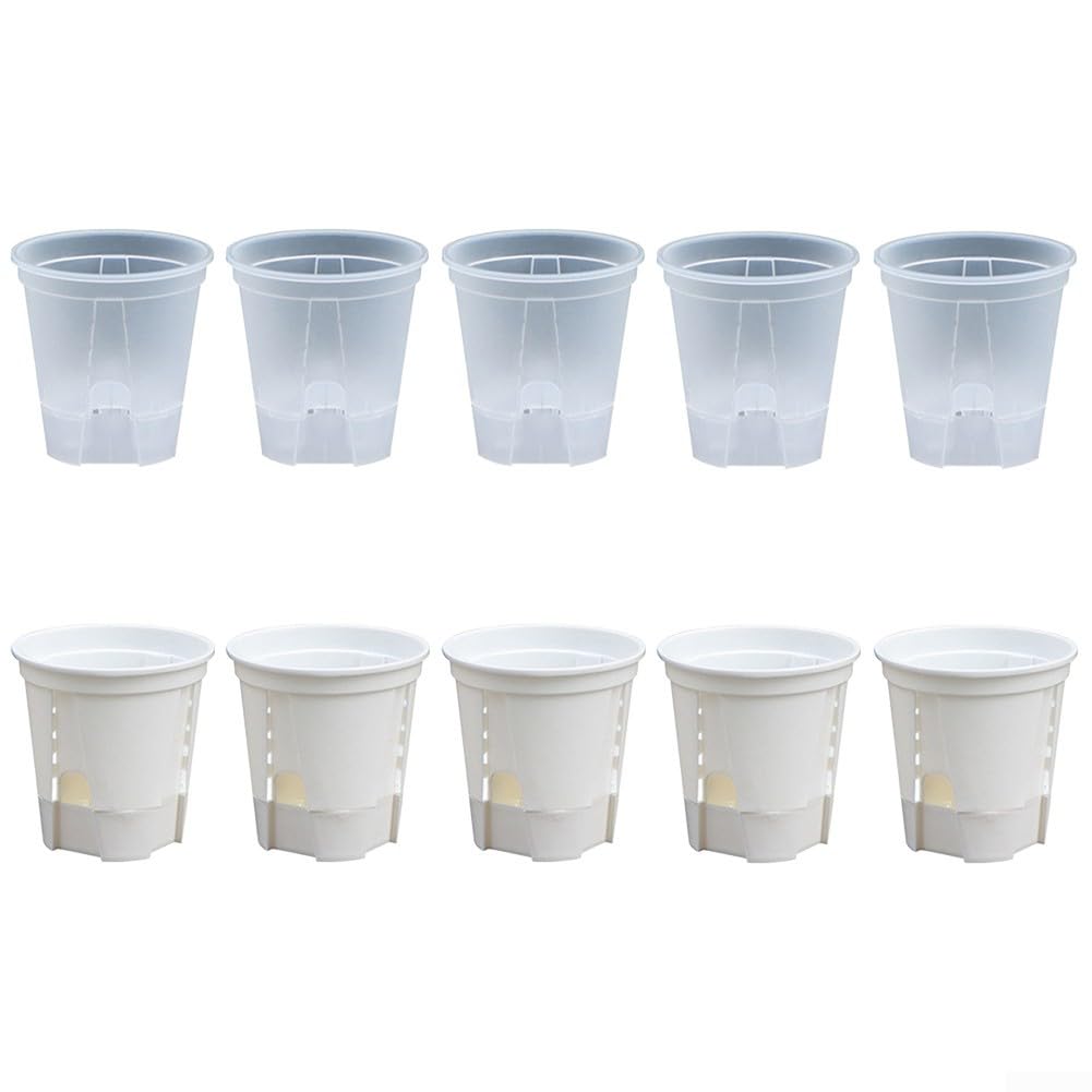 Pot orchidée 180mm blanc avec drainage et base pour intérieur ou extérieur, lot de 5