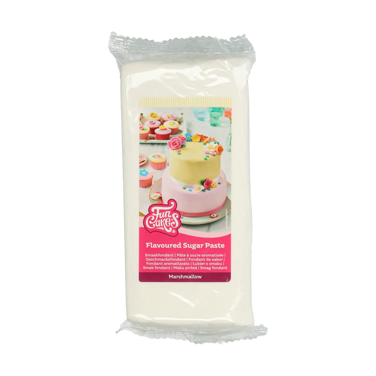 FunCakes Flavoured Sugar Paste Marshmallow White: Easy to Use, Smooth, Flexible, Soft and Pliable, Perfect for Cake Decorating, Kosher and Gluten free. 1 kg