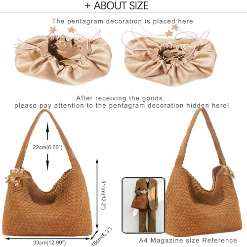 Image of Woven Tote Bag for Women, Shoulder Handbags, Beach Hobo, Handwoven Satchel Underarm Bag, Top-Handle Bag With Purses
