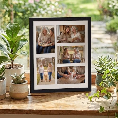 Image of upsimples 11x14 Collage Frames, 5 Picture Frame 4x6, Black, 1 Pack | Fit 5 4x6 or 11x14 Photo, Picture Frames Collage Wall Decor, For Hallway Entryway Bedroom Living Room