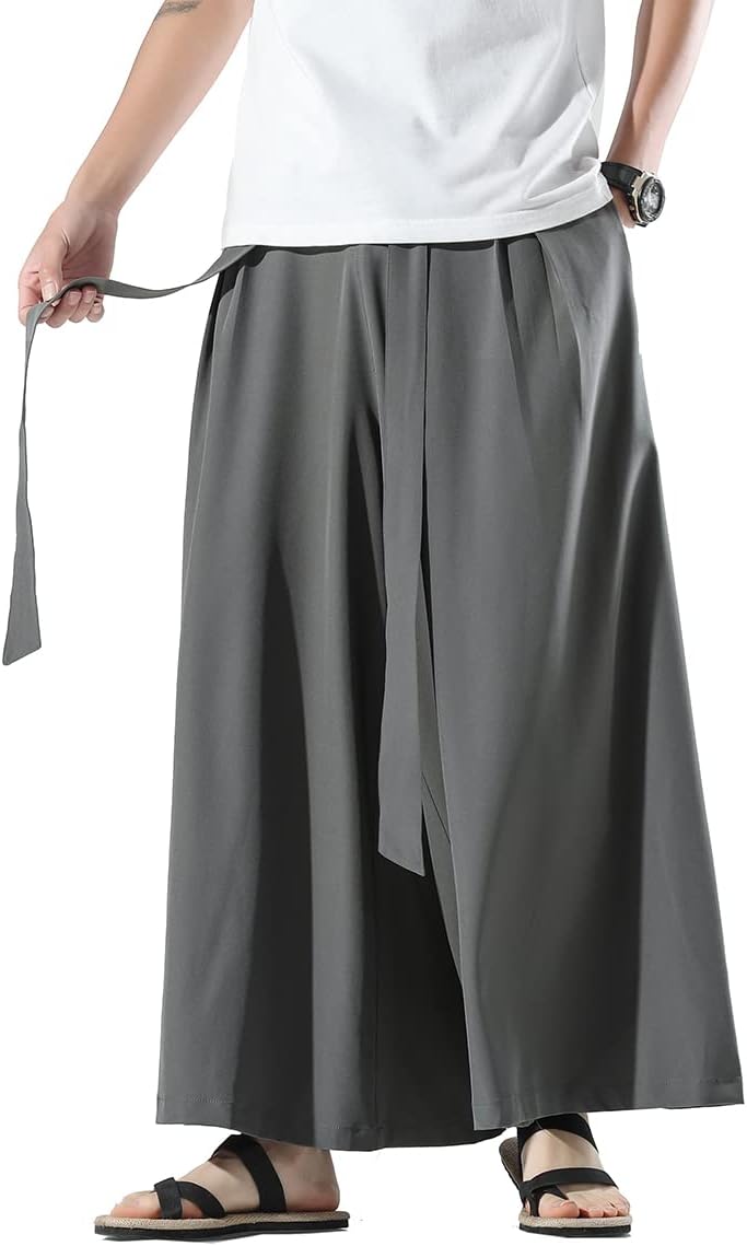 Men's Wide Leg Casual Harem Linen Japanese Yoga Harem Pants Hip hop Joggers Baggy