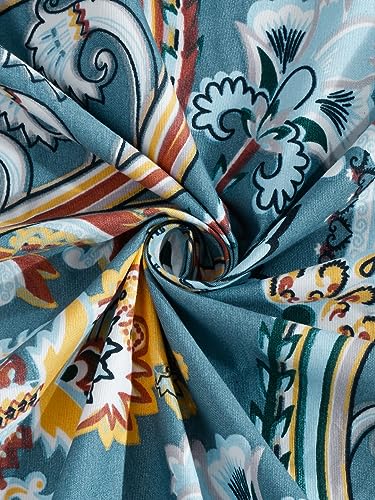 Image of Home Sizzler 144TC Artistic Dreams Teal Blue Double Bedsheet with 1 Pillow Cover