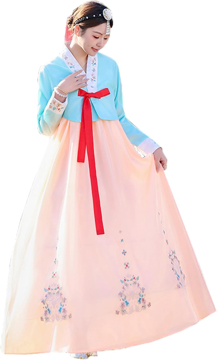Women's Traditional Korean Hanbok Dress Embroidered Two-Piece Costume