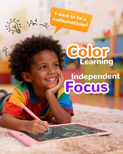 Lcd Schreibtafel Kinder für Spielzeug ab 3 jahre, KOKODI 10 Zoll Heller Bunten Maltafel Zaubertafel für 3 4 5 6 7 8 Jahre, Spielzeuggeschenke Valentinstag Geburtstag Geschenk alt Mädchen Jungen, Rosa