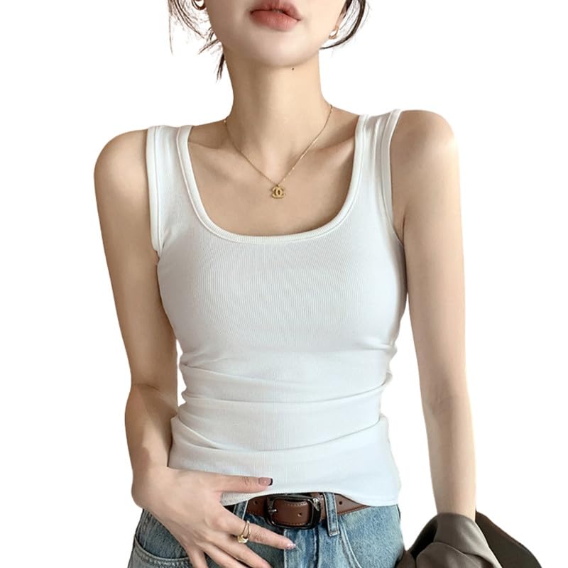 ftk Women's Broad Shoulder U Neck Vest | Sleeveless Bottoming Summer Top-picture-47