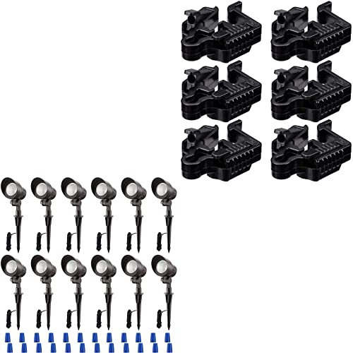 Leonlite Led Outdoor Landscape Spotlight Bundle Wire Connectors, 12-Pack 4W 12V Low Voltage Adjustable Pathway Lights, 3000K Warm White, Bronze & 6-Pack Landscape Cable Splice Connector, Ul Listed #TOP4