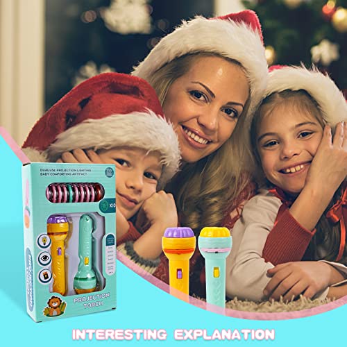 FORMIZON Proiettore di Diapositive Torcia, 2 Pezzi Storia Giocattolo del Proiettore, Lampada da Proiezione con 80 Immagini Diverse Educativo Luce Notturna Storia della Buonanotte (A) - Image 8