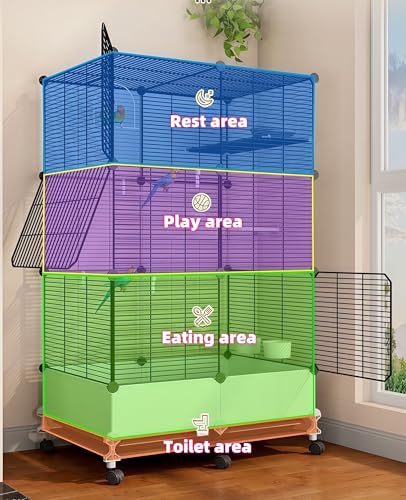 MissTiara Bird Cage for Parakeets,Parrotlets, Cockatiels, Budgie Finch Lovebird Canary Pet Bird,Splash-proof food, Easy to install and clean,Accessories included (white)