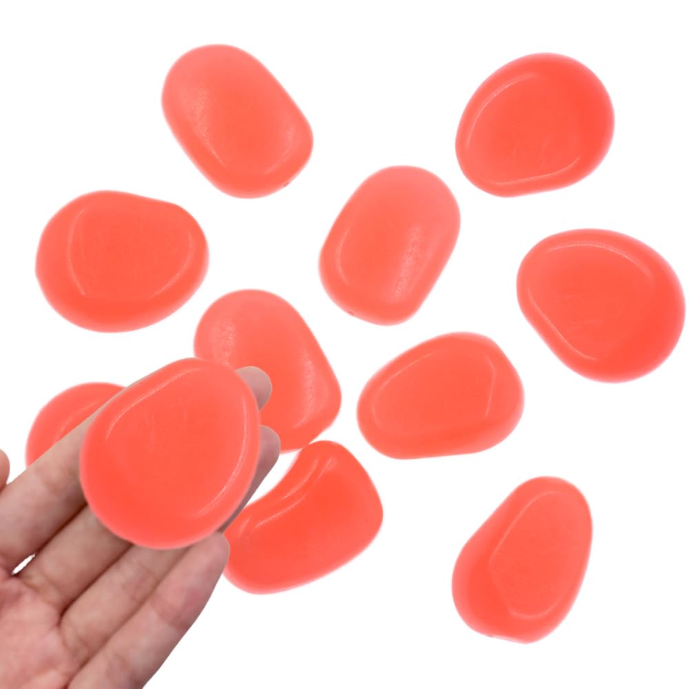 QTTLLI 10Pcs 4.5CM Large Glow Pebbles Glow in The Dark Decorative Stones Rocks for Garden Path Walkway Yard Fish Tank, Orange
