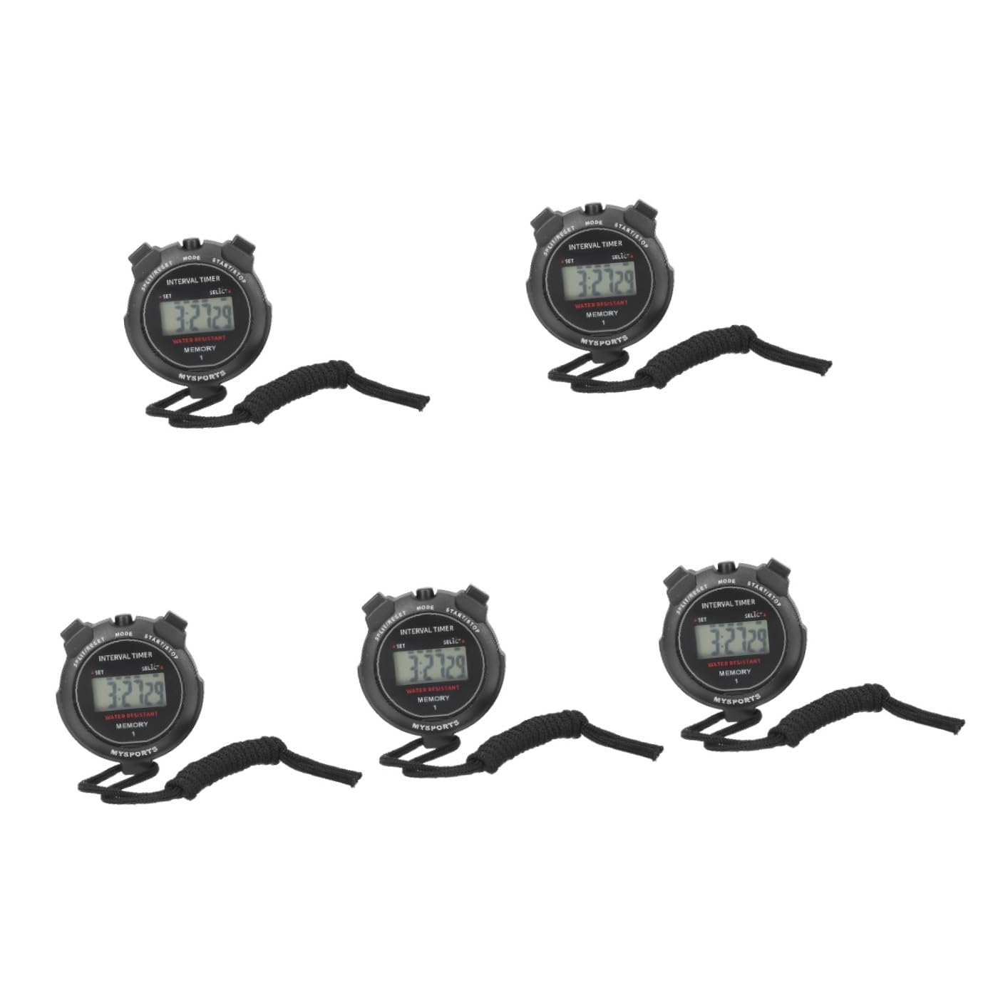 5 Pezzi Cronometro Elettronico per Sportivi Timer LCD Professionale per Corsa e Allenamento con Inclusa