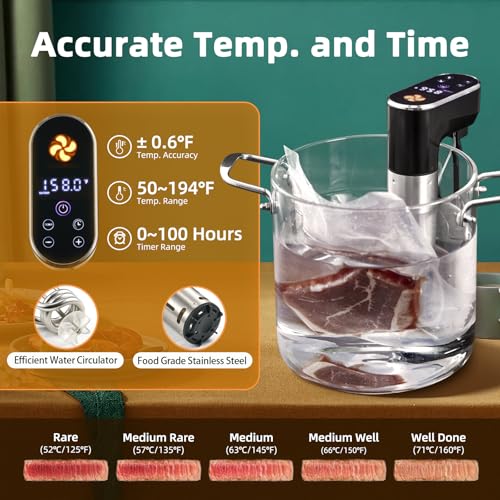 Image of Sous Vide Cooker,1300 Watts, Immersion Circulators, Sous Vide Precision Cooker,Temperature and Time Digital Display Control, Ultra-Quiet,Fast-Heating,Easy to store,IPX7 Waterproof