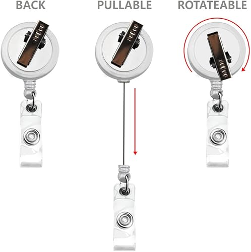 Vista 10 de WIRESTER Soporte retráctil para identificación con clip de cocodrilo para trabajadores de oficina, personal médico, estudiante, panda rojo
