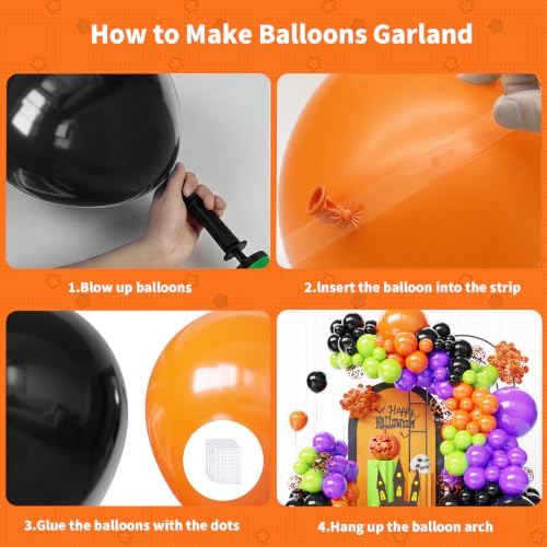 Image of Halloween Balloon Arch Kit,130pcs Black Orange Purple Green Balloon Garland