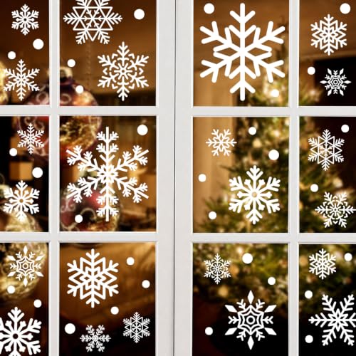 KESOTO 96Pcs Christmas Decorations, Snowflake Window Clings, 10 Sheets