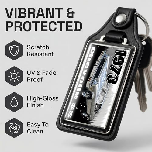 Image of Brotherhood 1973 Compatible with Chevelle SS Design Key Chain Key Holder Key Ring For Men Heavy Duty Car Key Ring For Men and Women