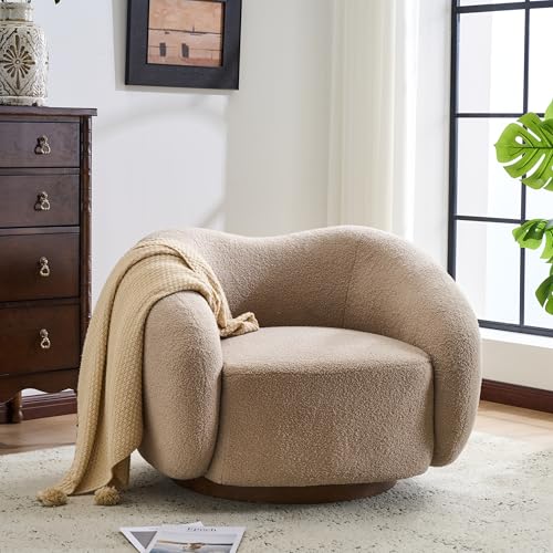 Christopher Knight Home Beckie Boucle Upholstered 360° Swivel Accent Chair, Living Room Barrel...