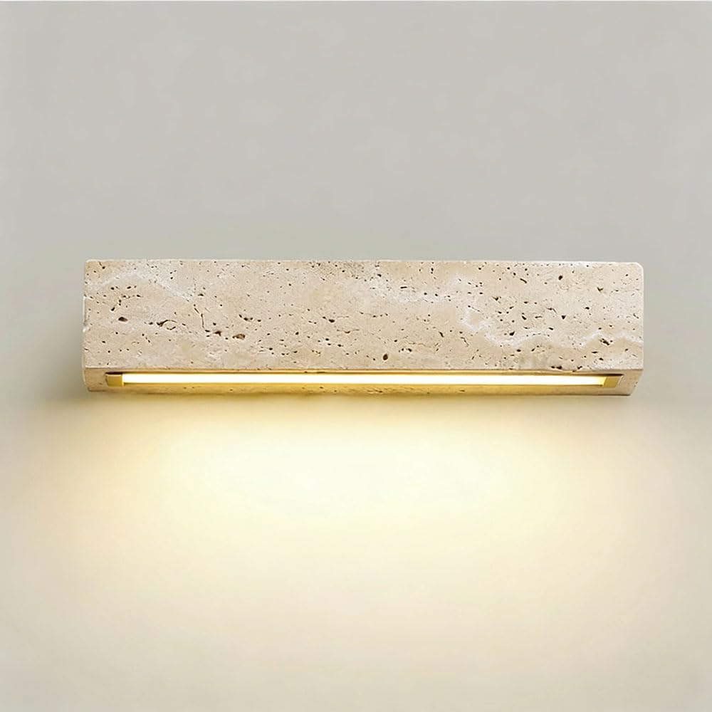 Lámpara de pared lineal de piedra natural, aplique interior rectangular de barra larga (24cm)