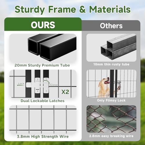 SINO-LUBAN-Outdoor-Dog-Kennel-Outside-with-Small-DoorBowls-Large-Dog-Kennels-with-Roof-for-Large-Dogs-Breed-Heavy-Duty-Run-Cage-Enclosure-Pens-for-Outside-Yard-Can-Connect-Your-Dog-House