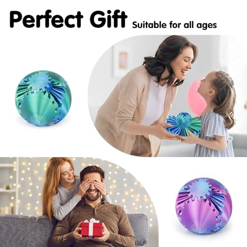 Image of Gear Ball 3D Printed Cube Fidget Toy,Gear Sphere Fidget Toys,Sensory Toys for Stress and Anxiety Relief, Desk Toy Fidget Spinners,Stocking Stuffers for Adults & Kids (Multicolor Set-2pcs, 2.3 Inch)