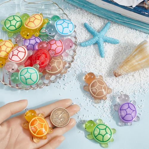 SUNNYCLUE 20Pcs 10 Colors Glow in The Dark Turtles Miniature Turtle Figurines Resin Luminous Summer Sea Ocean Animals Tortoise Charm for Jewellery Making Charms Garden Decor Micro Landscape DIY Crafts - Image 3