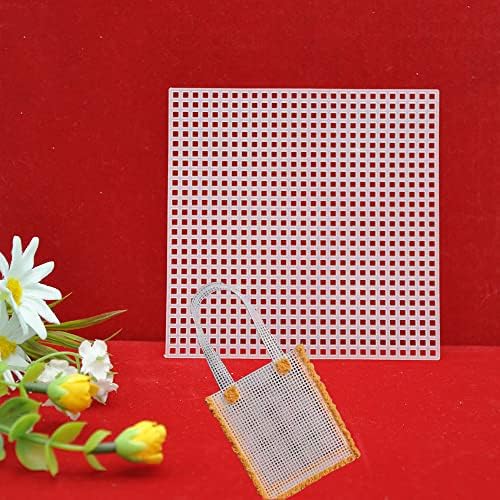 12 Pcs Plastic Mesh Canvas Sheet Square Cross Stitch Plastic Meshes Blank Rug Hooking Mesh Canvas Mat for DIY Crafts Embroidery Knit