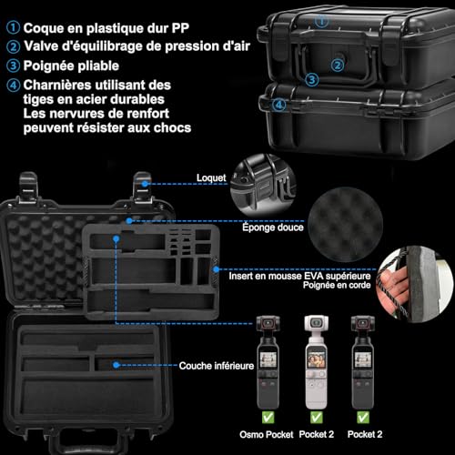 Étui de transport Lekufee DJI Pocket 2 rigide et robuste de haute qualité - 3
