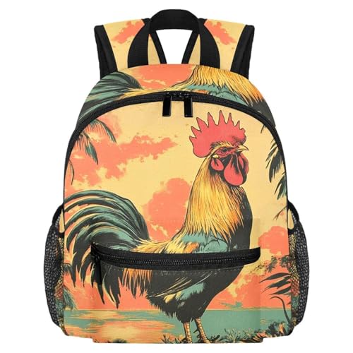 Sac à dos coq Sunset Trees cadeau idéal pour la rentrée scolaire des enfants de 3 à 8 ans
