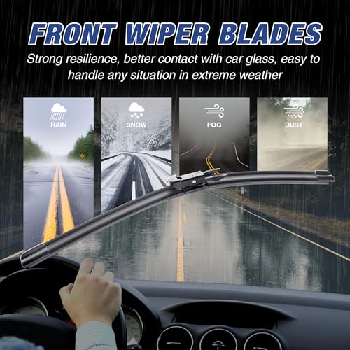 Image of 28 inch+28 inch Silicone Windshield Wiper Blades Replacement For Ford Fusion 2019-2013,Transit Connect 21-17 Escape 20-13,Focus 18-12,Edge 20-15 Water Repellent Automotive Replacement Windshield Wiper Blades