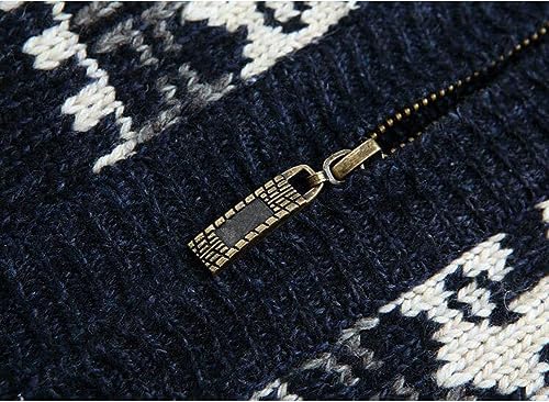 Kedera Men's Christmas Cardigans Ugly Xmas Sweaters Snowflake Stand Collar Knitted Winter Cardigan Sweater4