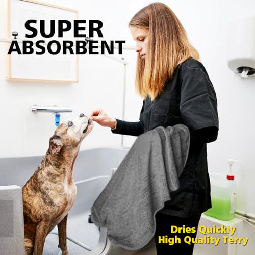 auvstar Hundebademantel aus Baumwolle,Saugstarker Hunde Bademantel Gross,Kuscheliger Bademantel Hunde groß,Hundehandtuch