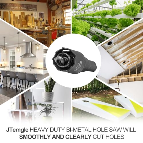 Image of 7 /8 Inch Hole Saw with 9.1mm Triangle Shank Arbor, JTemgle Bi-Metal Hole Saw Heavy Duty Hole Cutting Tool for Cornhole Boards, Recessed Lights, Wood, Plastic, Drywall & Soft Metal