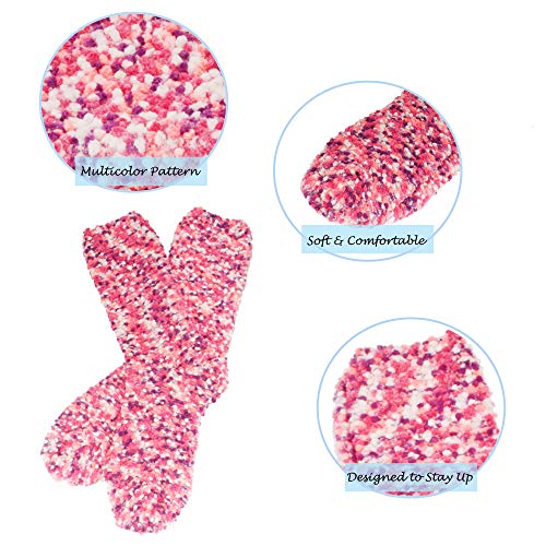 Image of BambooMN Colorful Fuzzy Socks - Assorted Super Soft Warm Microfiber Comfy Home Socks - Value Pack